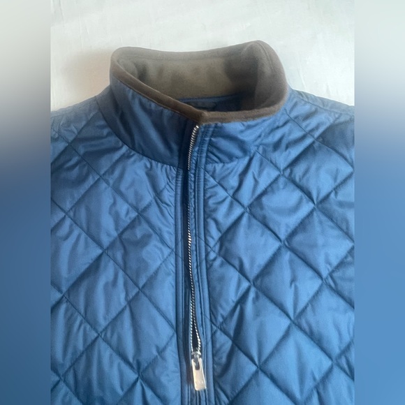 Peter Millar Men's Essex Quilted golf fleeced lined Vest Astral Blue/Brown M - Picture 4 of 12
